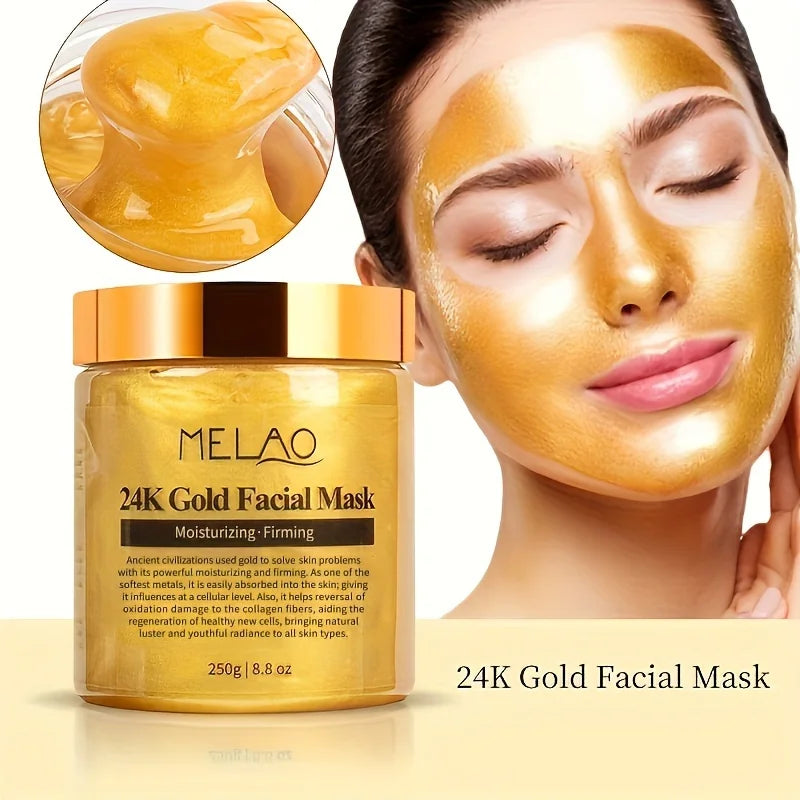 MELAO 24K Gold Face Mask Beauty Facemask Skin Remove France Golden Collagen Facial Moisturizing Masks in use
