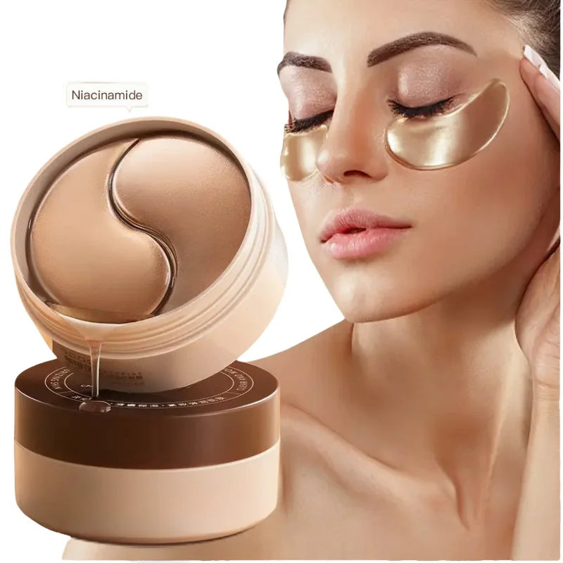 A Box of 60 Caffeine Nicotinamide Radiant Firming Eye Masks, Rich in Ingredients Beneficial for the Body, Can Be Used on the Entire Face, Releasing Eye Strain at Any Time, Moisturizing, Firming, Alcohol-Free, Suitable for All Edina Davida